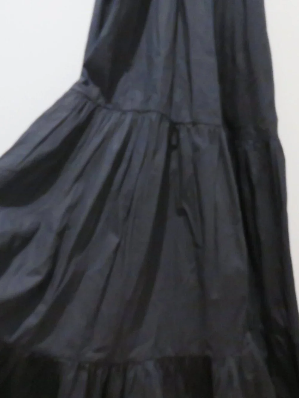 J.CREW COLLECTION Oahu V-Neck Tiered Maxi Dress in Black Cotton Poplin Large